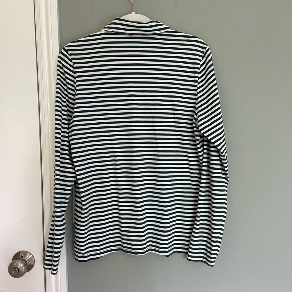 3 for $30 | Vineyard Vines 100% Pima Cotton Green White Stripe Long Sleeve Polo - Picture 7 of 15
